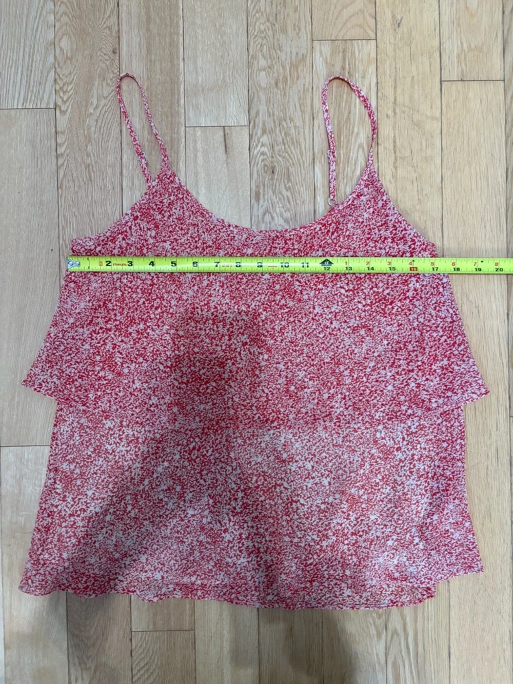 Cabi PAPRIKA Tiered Chiffon Cami Tank Top | Red Geometric Print | Size M - Picture 8 of 9